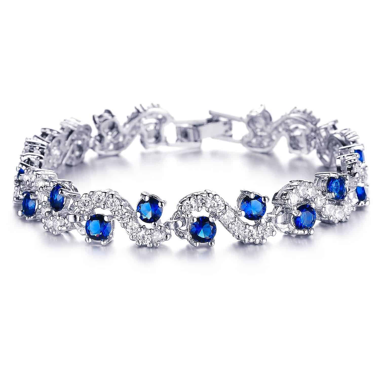 Rich Royal Blue Crystal High Grade Cz Chain bangle and bracelet for girls and Women by Yellow Chimes