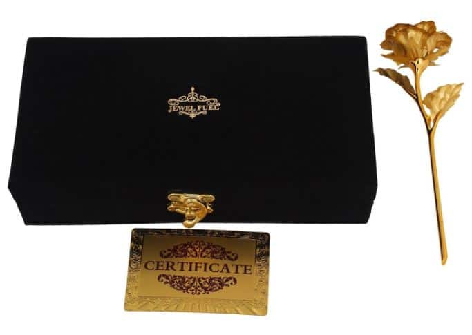 Valentine Special Rose in 24k Gold With Exclusive Velvet Gift Box by Jewel Fuel is best gift for girls