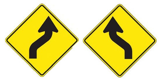 Reverse Curve sign, भारत में यातायात के नियम, चिन्ह, अर्थ India’s Traffic Rules Signs with meaning in Hindi