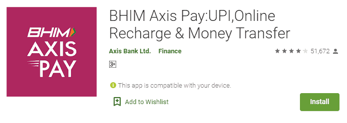 BHIM Axis Pay : UPI, Online Recharge & Money Transfer